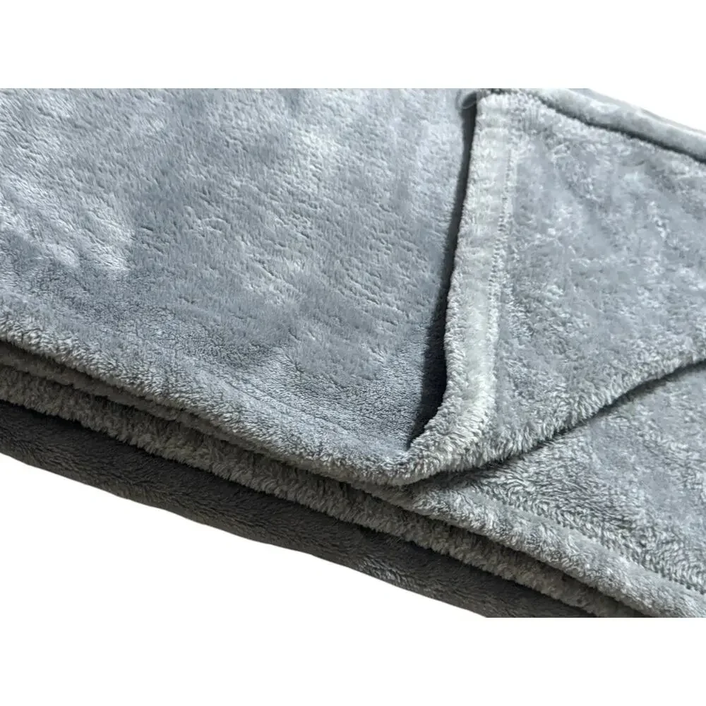 Bedsure Fleece Blanket 58x50 Solid Gray Accent Throw Cover Quilt Soft Bedding